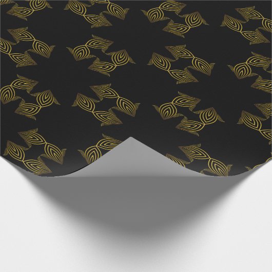 bloemblad met gouden lijn cadeaupapier (Hoek)