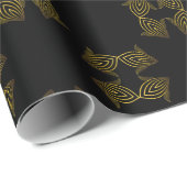 bloemblad met gouden lijn cadeaupapier (Rol Hoek)