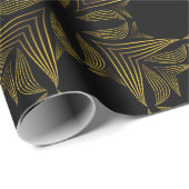 bloemblad met gouden lijn cadeaupapier (Rol Hoek)