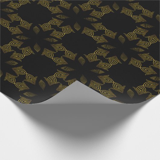 bloemblad met gouden lijn cadeaupapier (Hoek)