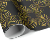 bloemblad met gouden lijn cadeaupapier (Rol Hoek)