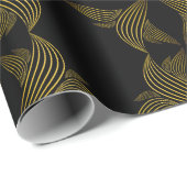 bloemblad met gouden lijn cadeaupapier (Rol Hoek)