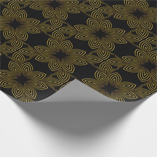 bloemblad met gouden lijn cadeaupapier (Hoek)