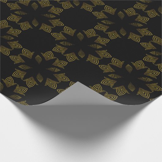 bloemblad met gouden lijn cadeaupapier (Hoek)