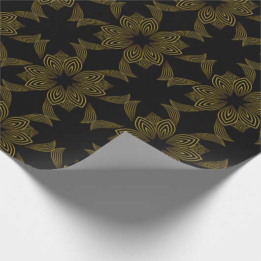 bloemblad met gouden lijn cadeaupapier (Hoek)