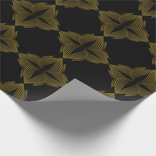 bloemblad met gouden lijn cadeaupapier (Hoek)