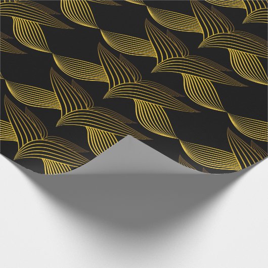 bloemblad met gouden lijn cadeaupapier (Hoek)