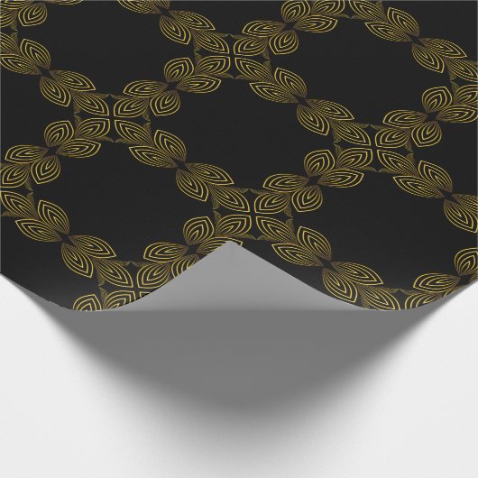 bloemblad met gouden lijn cadeaupapier (Hoek)