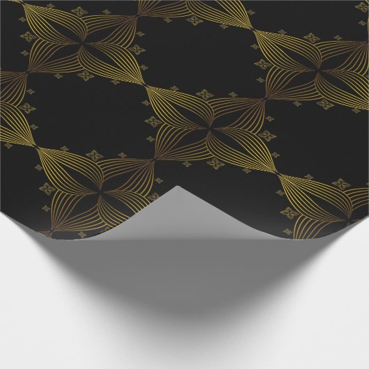 bloemblad met gouden lijn cadeaupapier (Hoek)