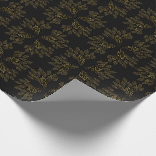 bloemblad met gouden lijn cadeaupapier (Hoek)