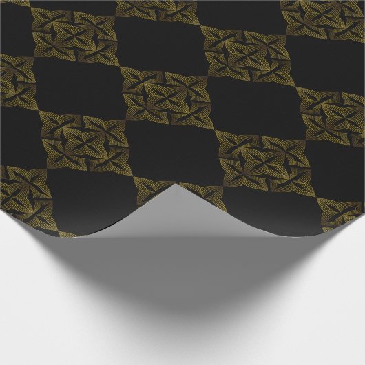 bloemblad met gouden lijn cadeaupapier (Hoek)