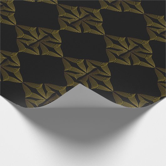 bloemblad met gouden lijn cadeaupapier (Hoek)