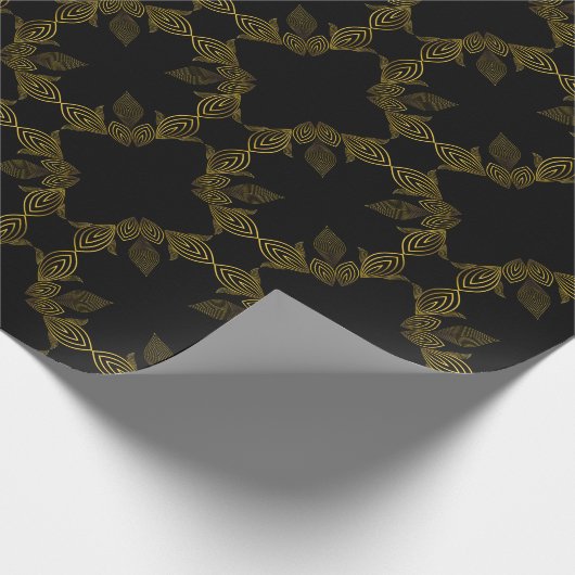 bloemblad met gouden lijn cadeaupapier (Hoek)