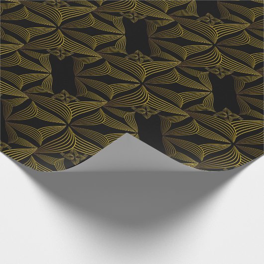 bloemblad met gouden lijn cadeaupapier (Hoek)