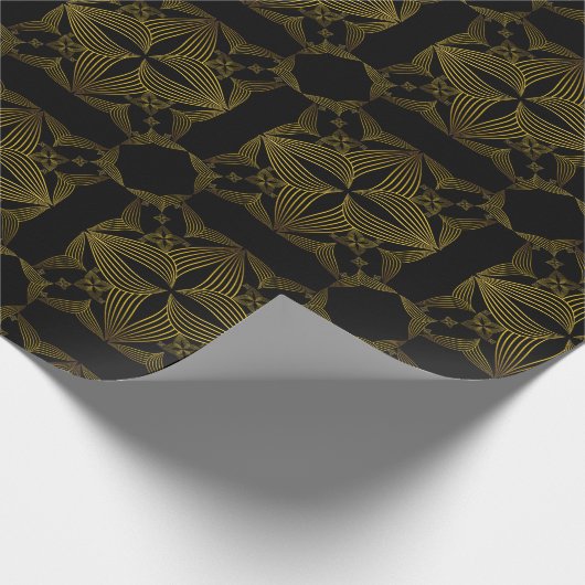 bloemblad met gouden lijn cadeaupapier (Hoek)