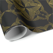 bloemblad met gouden lijn cadeaupapier (Rol Hoek)