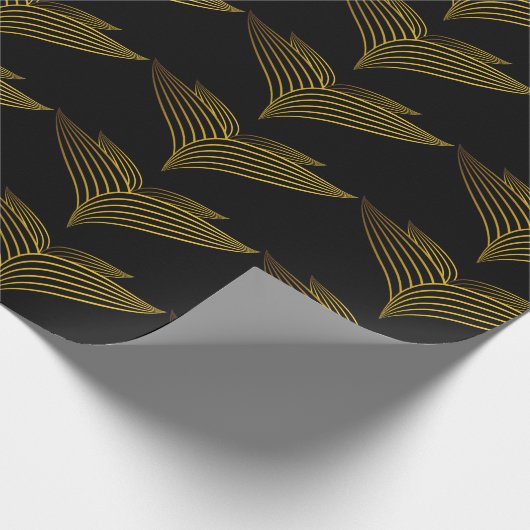 bloemblad met gouden lijn cadeaupapier (Hoek)