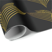 bloemblad met gouden lijn cadeaupapier (Rol Hoek)