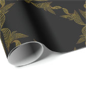 bloemblad met gouden lijn cadeaupapier (Rol Hoek)