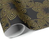 bloemblad met gouden lijn cadeaupapier (Rol Hoek)