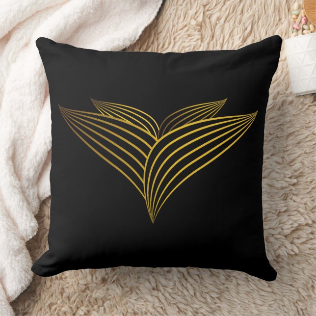 bloemblad met gouden lijn kussen (Deken)