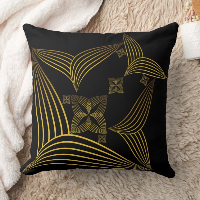 bloemblad met gouden lijn kussen (Deken)