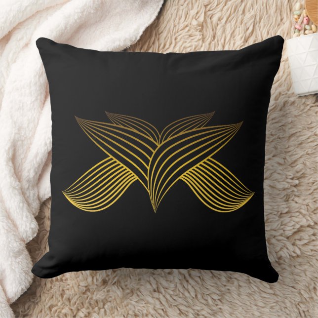 bloemblad met gouden lijn kussen (Deken)