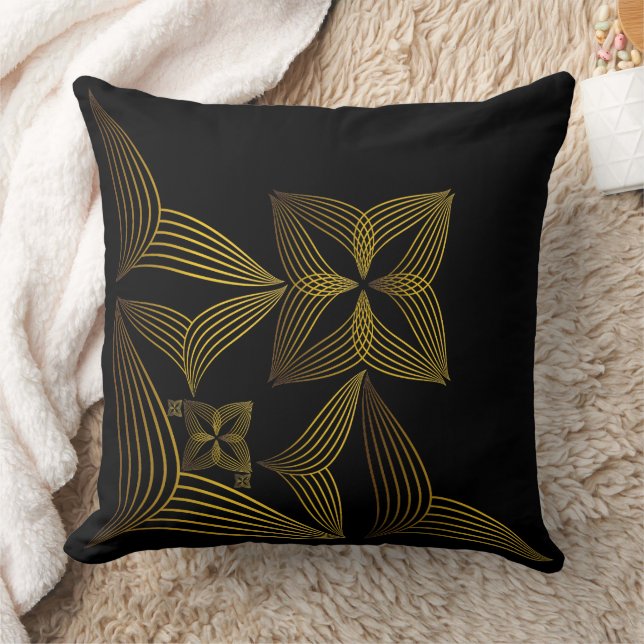 bloemblad met gouden lijn kussen (Deken)