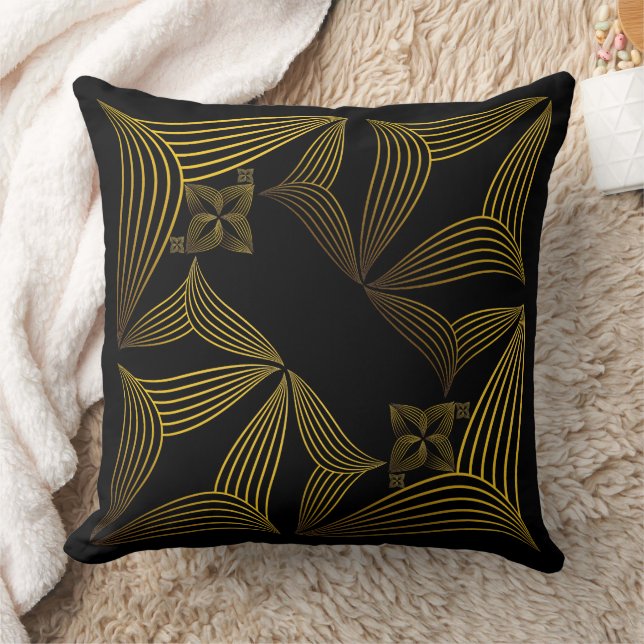 bloemblad met gouden lijn kussen (Deken)