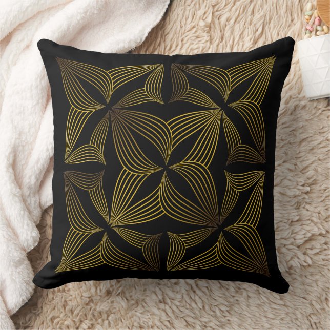 bloemblad met gouden lijn kussen (Deken)