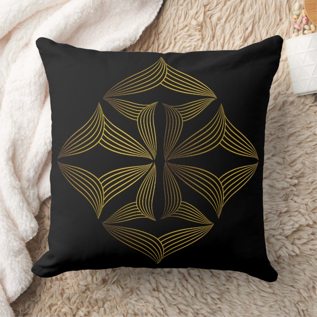 bloemblad met gouden lijn kussen (Deken)