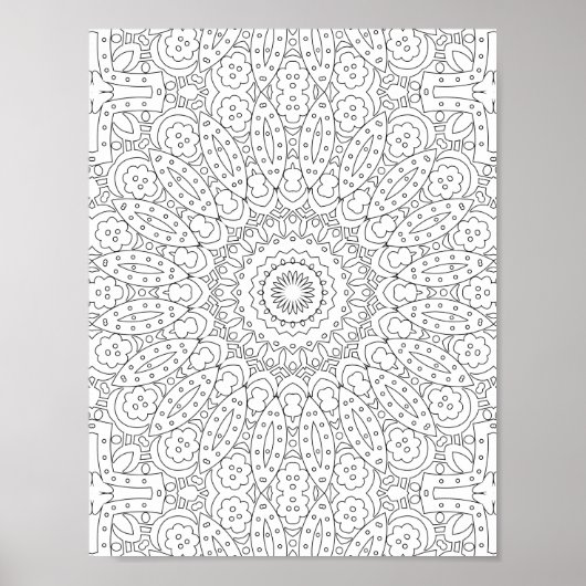 Bloemblad Mozaïek Mandala Kleurplaat Ontwerp Poster (Voorkant)