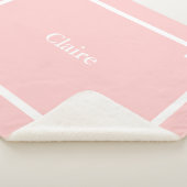 Bloemblad Roze en Witte Griekse Sleutel Monogram Sherpa Deken (3/4)
