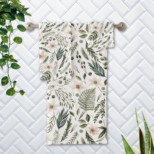 Bloemblad Waterverf Naadloos bloemenpatroon Bad Handdoek