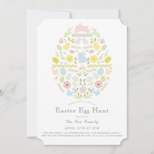 Bloembladeren Bunny Green Easter Egg Hunt Kaart (Voorkant)