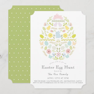 Bloembladeren Bunny Green Easter Egg Hunt Kaart