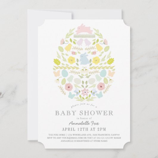 Bloembladeren Easter Egg Bunny Baby shower Kaart (Voorkant)