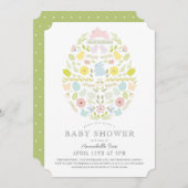 Bloembladeren Easter Egg Bunny Baby shower Kaart (Voorkant / Achterkant)
