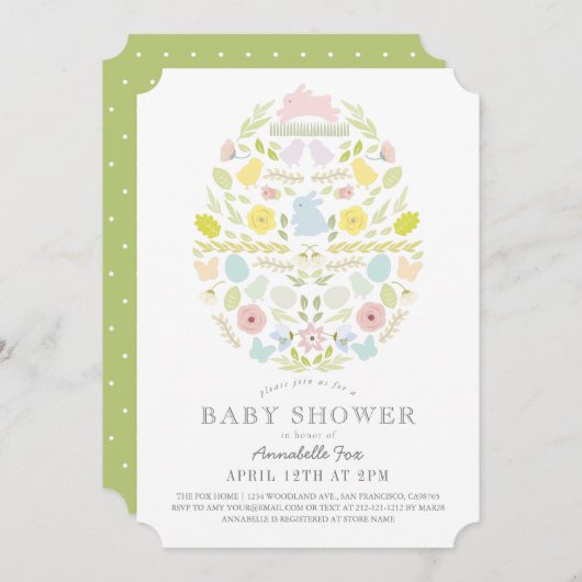 Bloembladeren Easter Egg Bunny Baby shower Kaart (Voorkant / Achterkant)