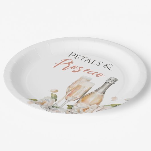 Bloembladeren en Prosecco Blush Pink Vrijgezellenf Papieren Bordje (Gekanteld)
