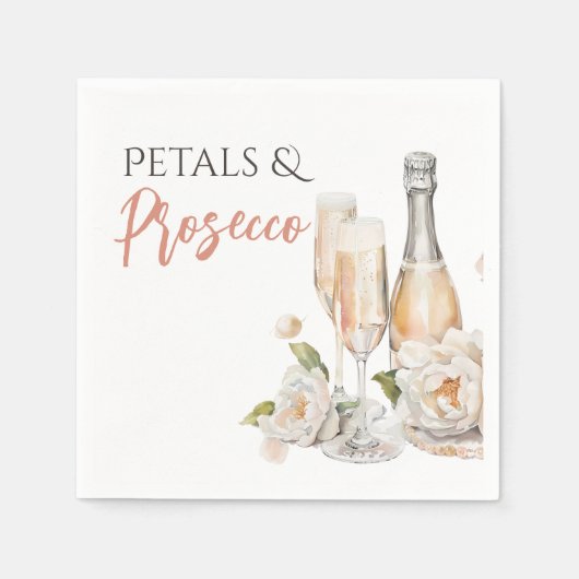 Bloembladeren en Prosecco Blush Pink Vrijgezellenf Servet (Voorkant)