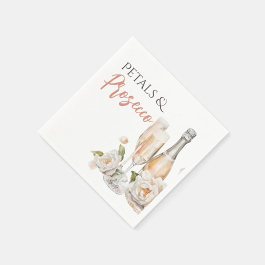 Bloembladeren en Prosecco Blush Pink Vrijgezellenf Servet (Hoek)