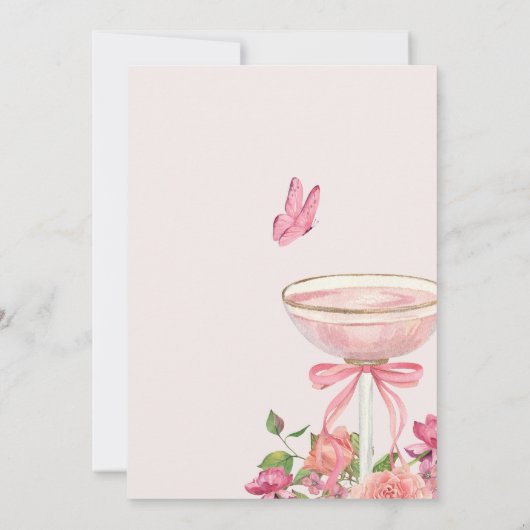 Bloembladeren en Prosecco Floral Arch Vrijgezellen Kaart (Achterkant)