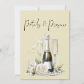 Bloembladeren en Prosecco Floral Bow Vrijgezellenf Kaart (Achterkant)