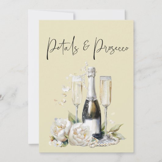Bloembladeren en Prosecco Floral Bow Vrijgezellenf Kaart (Achterkant)