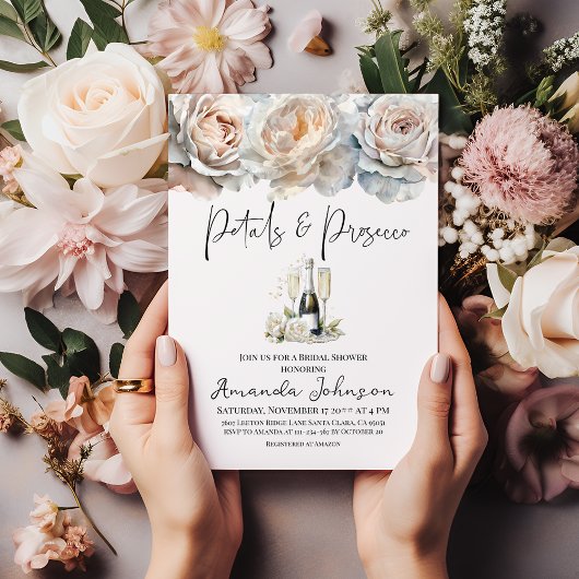 Bloembladeren en Prosecco Floral Bow Vrijgezellenf Kaart