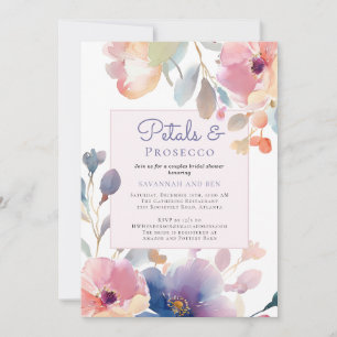 Bloembladeren en Prosecco Floral Couples Vrijgezel Kaart