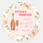 Bloembladeren en Prosecco Gold Floral Vrijgezellen Ronde Sticker (Voorkant)