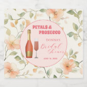 Bloembladeren en Prosecco Gold Floral Vrijgezellen Sparkling Wijnetiket (Enkel label)