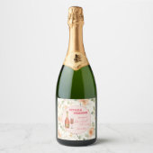 Bloembladeren en Prosecco Gold Floral Vrijgezellen Sparkling Wijnetiket (Voorkant)